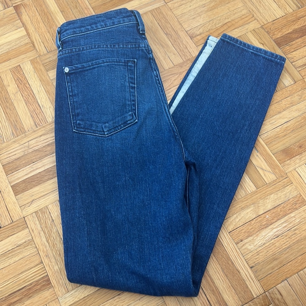 7 For All Mankind high waisted blue denim jeans with white stripe details - Picture 5 of 5